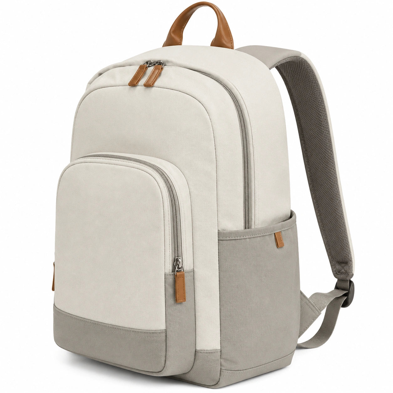 Sac à dos moderne beige et gris avec fermeture éclair