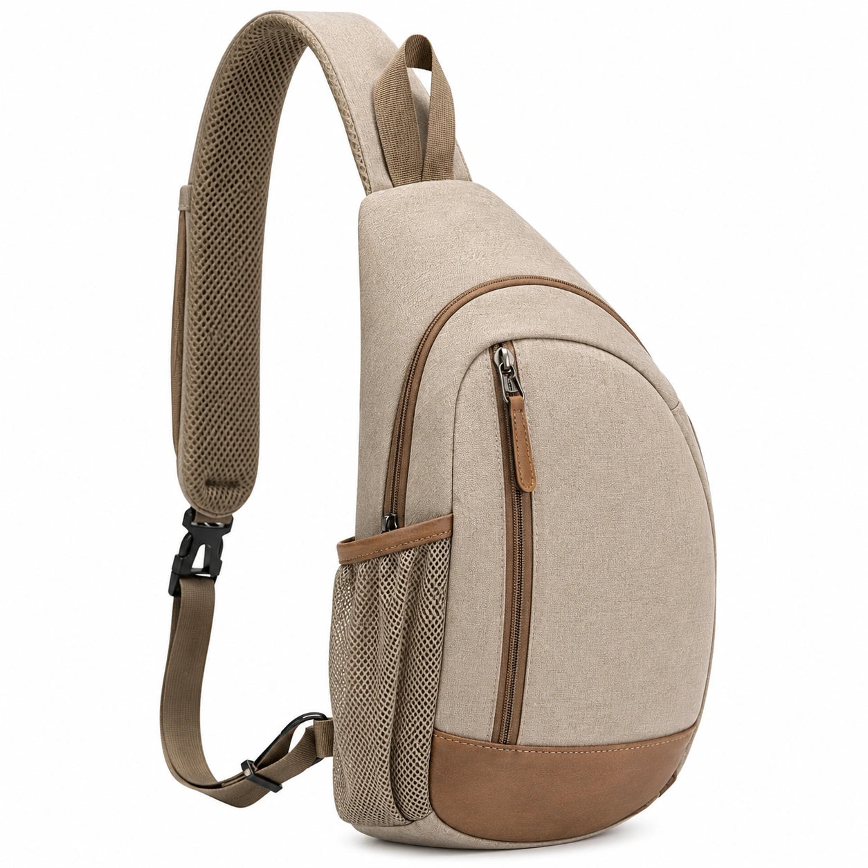 Sac à bandoulière décontracté beige 6L avec poches latérales