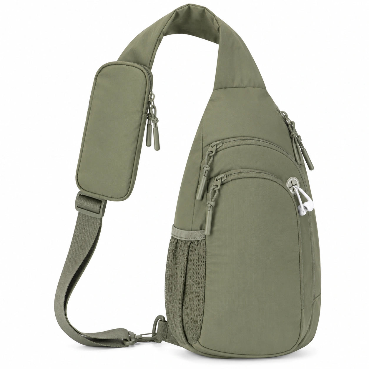Sac à bandoulière vert unisexe avec poches multiples