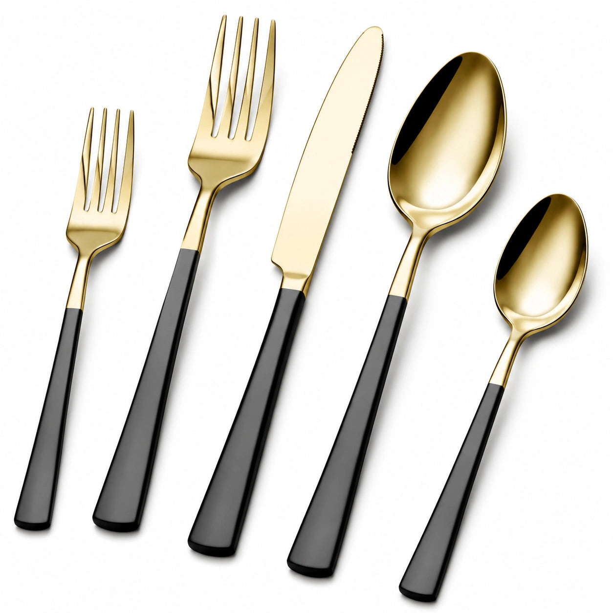 Set de Couverts 5 Pièces Or et Noir