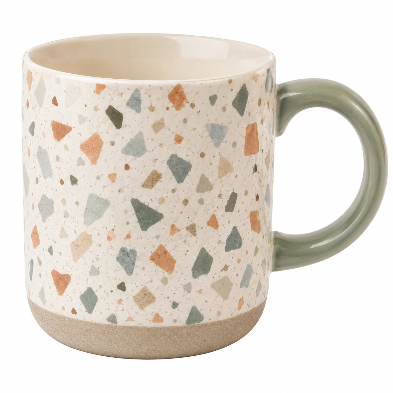 Mug en céramique terrazzo multicolore avec anse verte 350ml