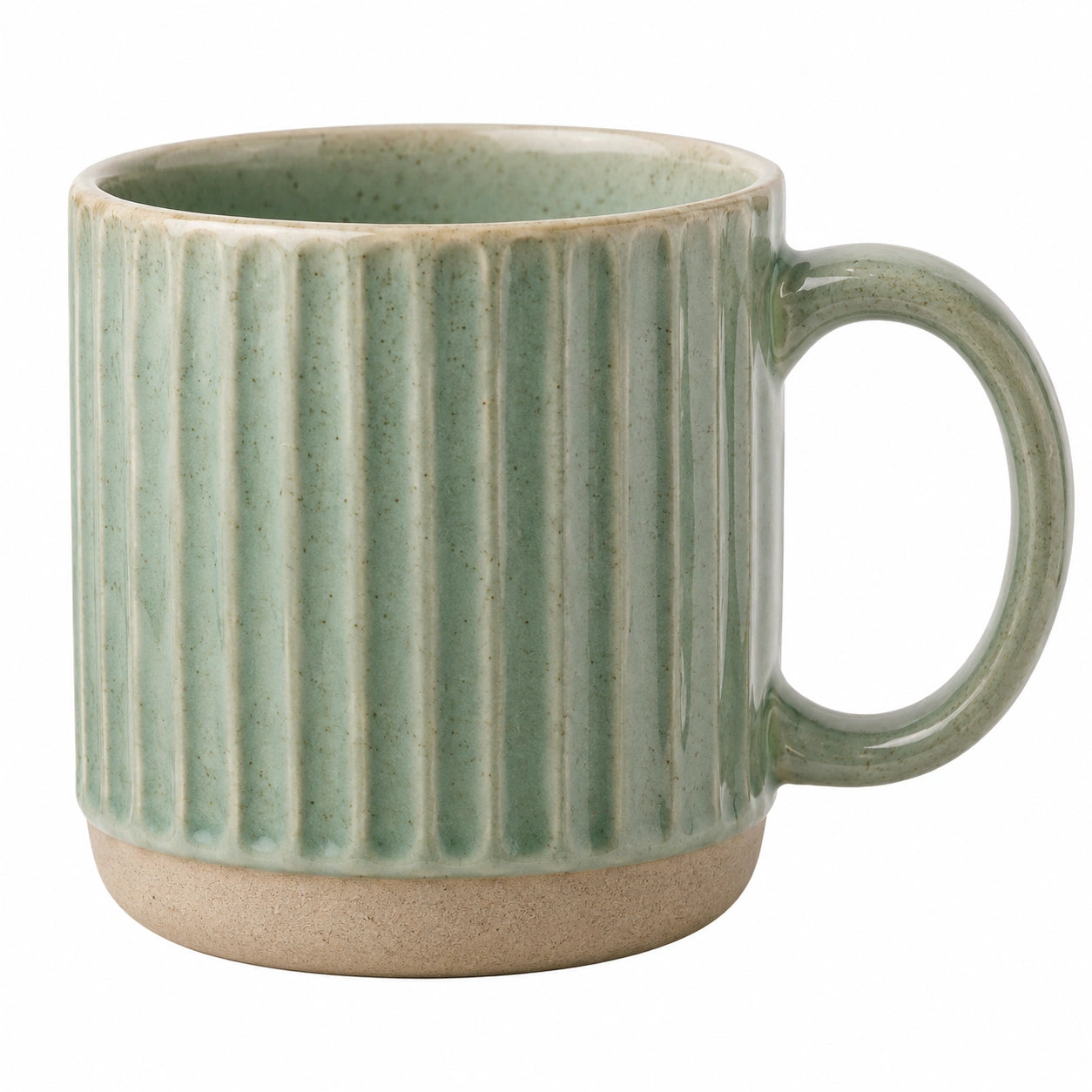 Tasse en céramique verte cannelée 300ml