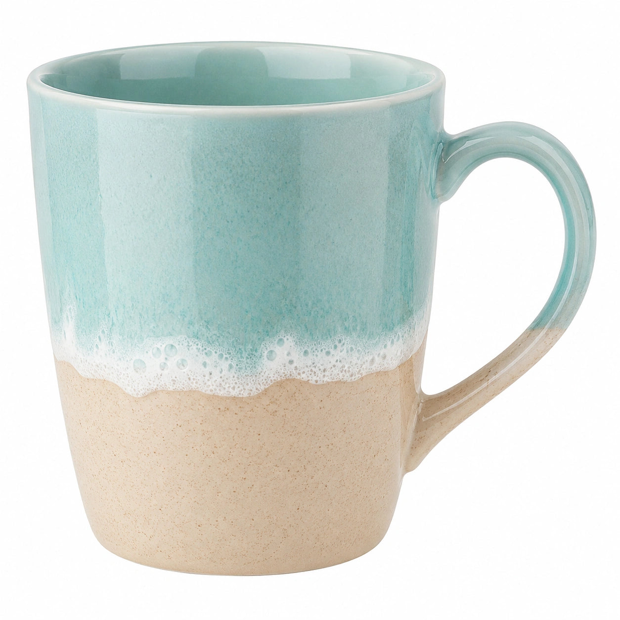 Mug en céramique design plage bleu et beige 350 ml