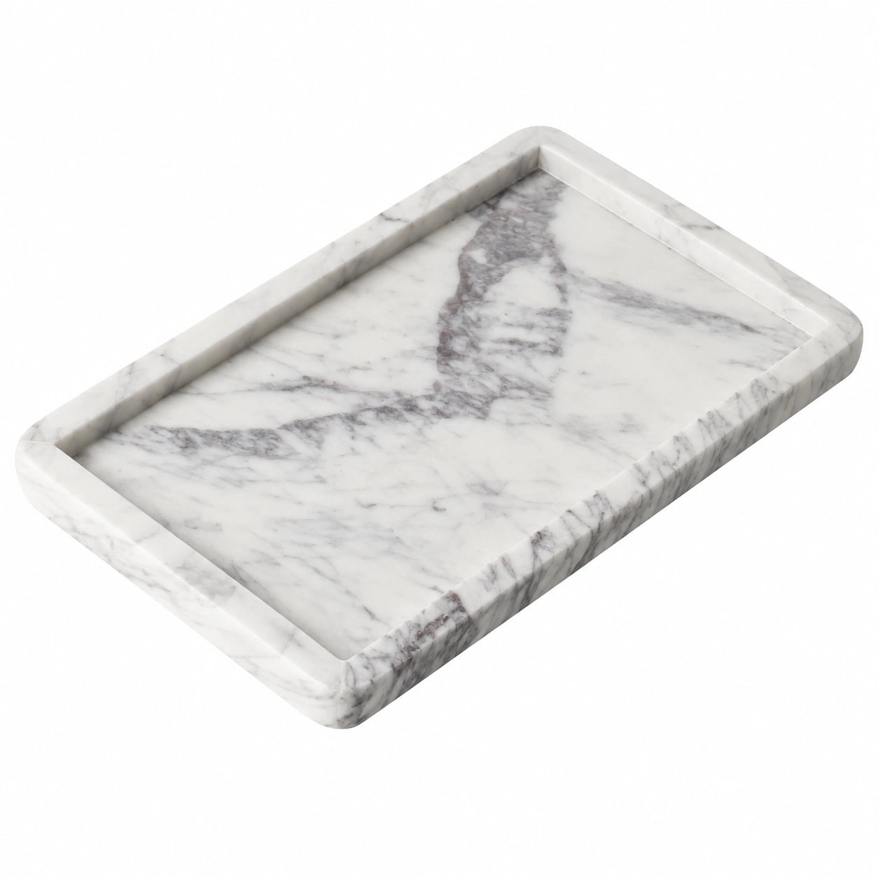 Plateau rectangulaire en marbre 30x20cm Blanc/Gris