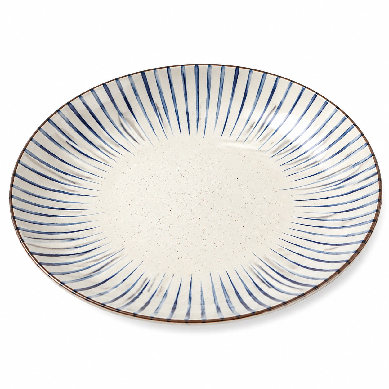 Assiette ronde à rayures bleu et ivoire 27 cm