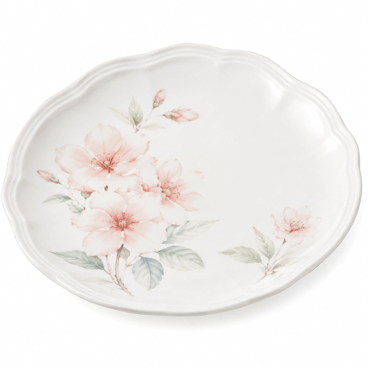 Assiette à dessert en porcelaine avec motif floral rose