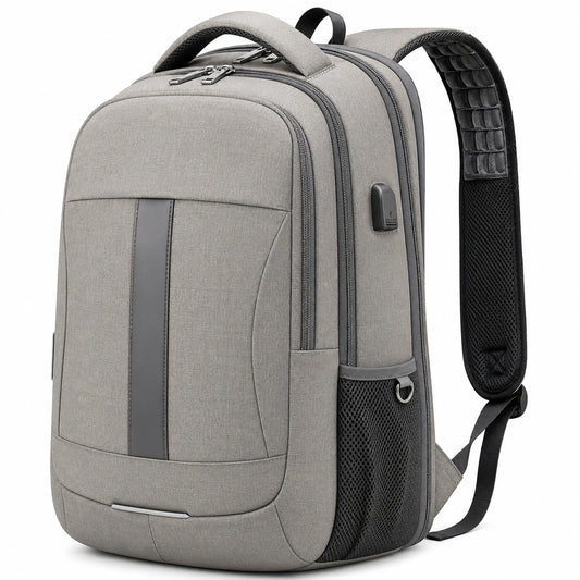 Sac à dos gris multifonction avec port USB