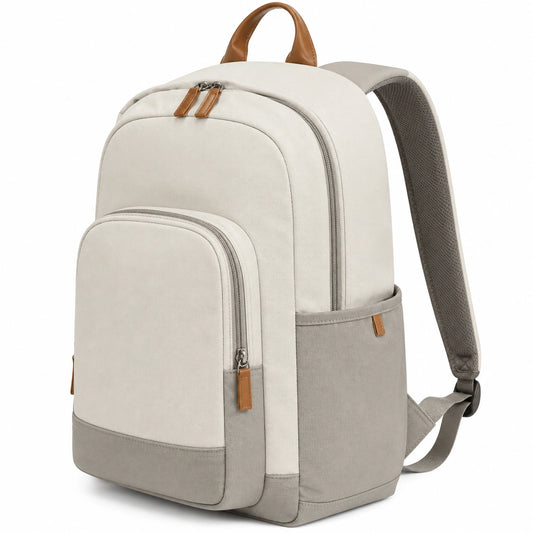 Sac à dos moderne beige et gris avec fermeture éclair