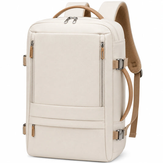 Sac à dos beige 20L avec compartiments multiples