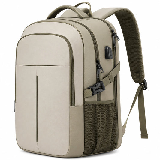 Sac à dos ordinateur beige/kaki étanche grande capacité
