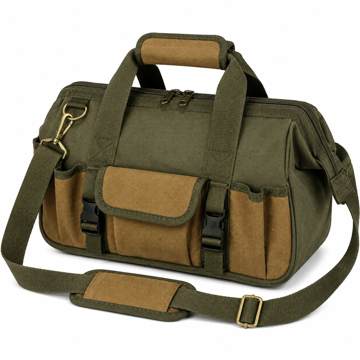 Sac à outils classique vert olive et marron