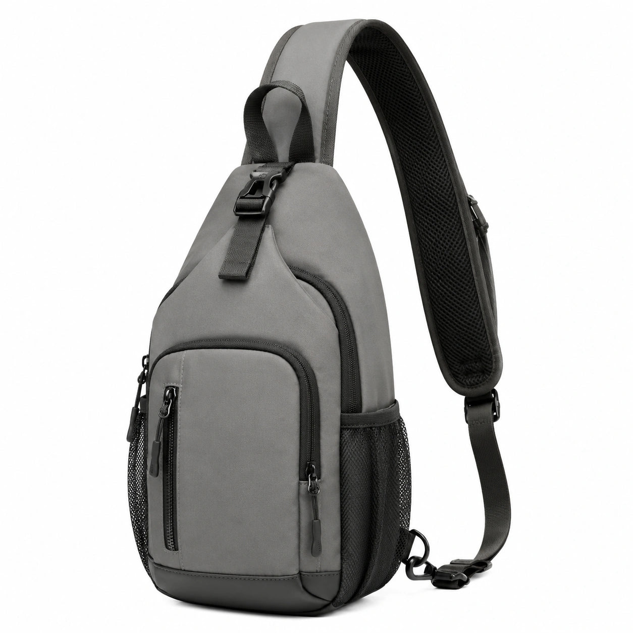 Sac à bandoulière ergonomique gris avec poches multiples