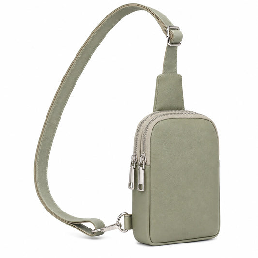 Sac banane vert à bandoulière design minimaliste