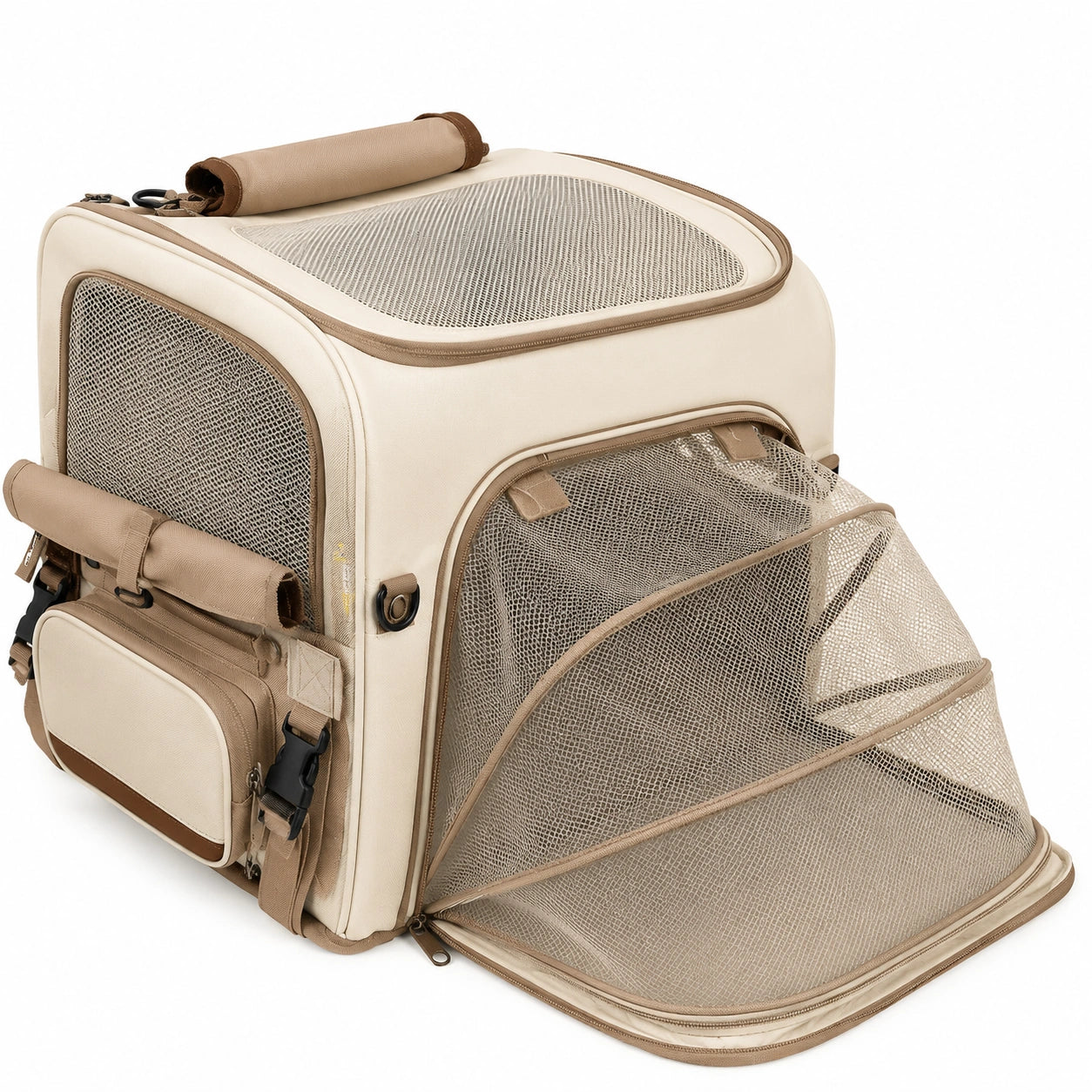 Sac de transport pliable pour animaux beige/marron, taille moyenne