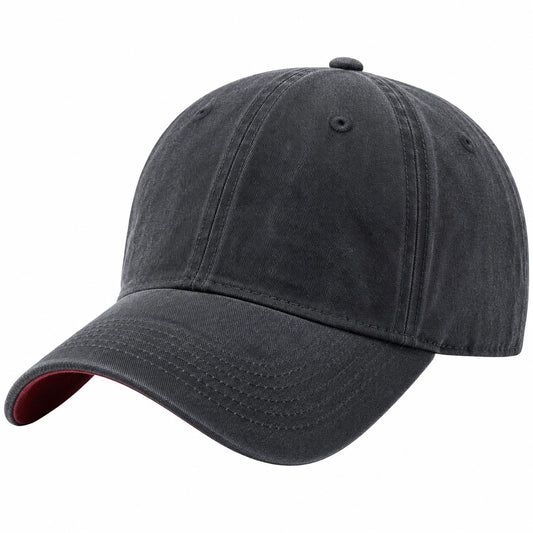 Casquette de baseball réglable noir avec intérieur rouge