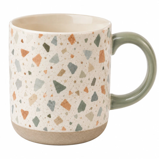 Mug en céramique terrazzo multicolore avec anse verte 350ml