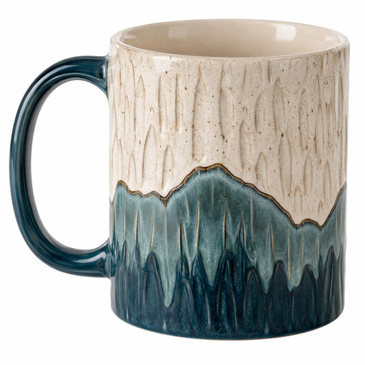Mug en céramique 350ml avec motifs bleus et beiges