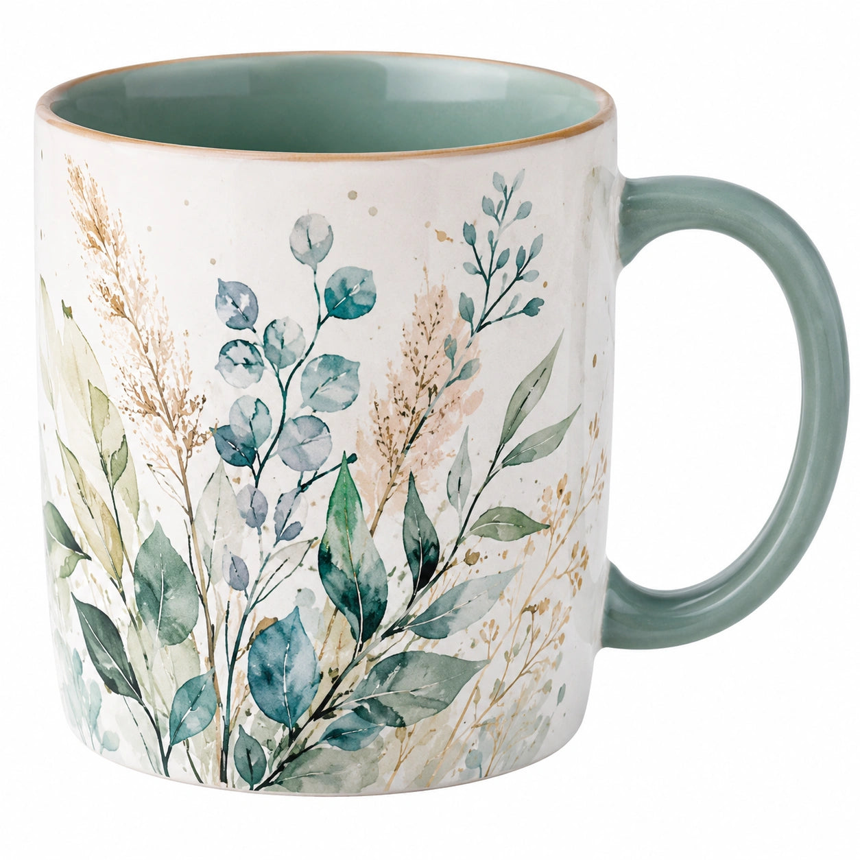 Mug en céramique avec motif végétal 350 ml