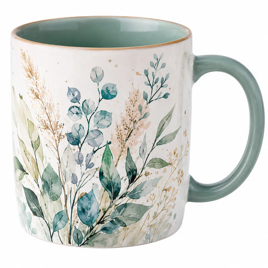 Mug en céramique avec motif végétal 350 ml