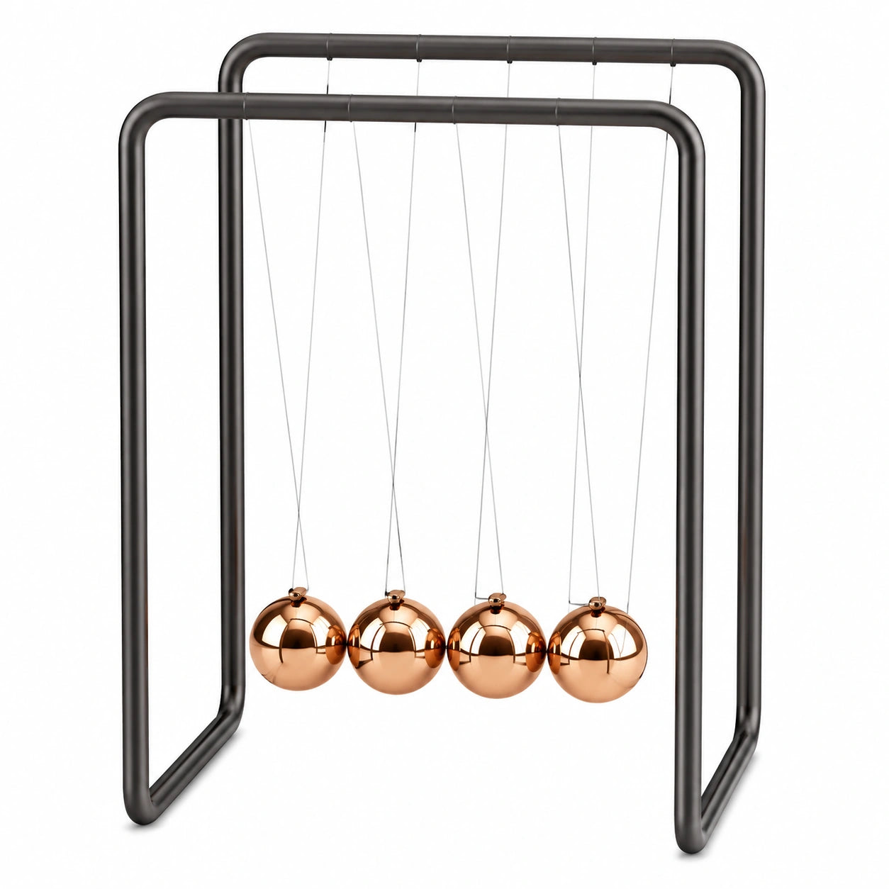 Pendule de Newton avec sphères en cuivre et cadre noir