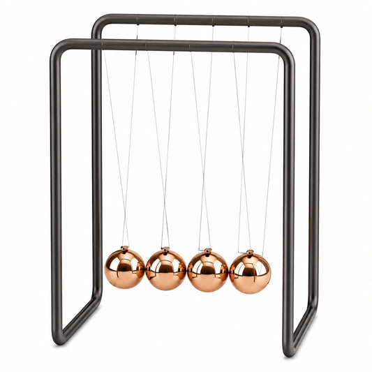 Pendule de Newton avec sphères en cuivre et cadre noir