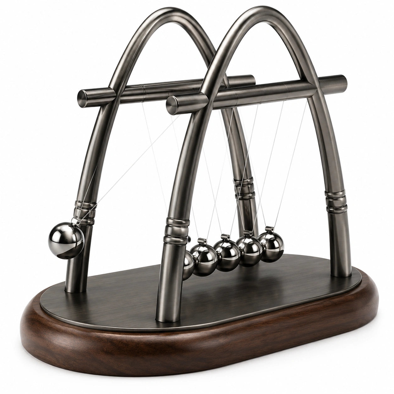Pendule de Newton Design Moderne Argenté et Marron