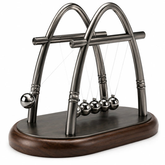 Pendule de Newton Design Moderne Argenté et Marron