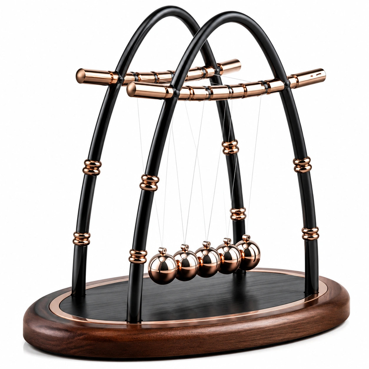 Pendule de Newton Moderne en Noir et Cuivre