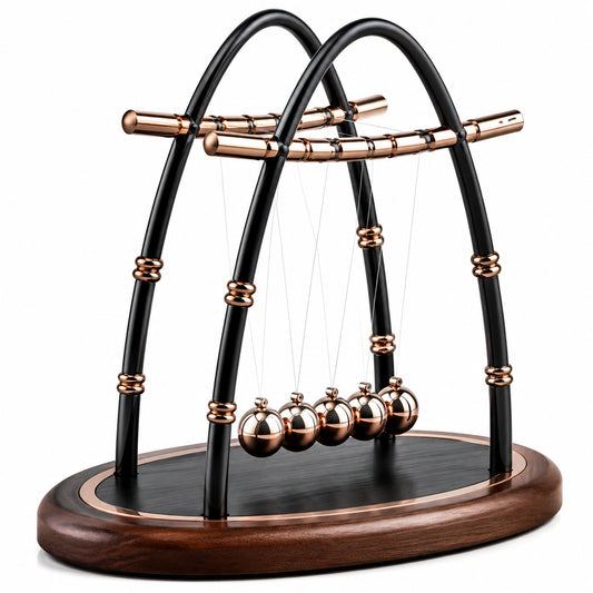 Pendule de Newton Moderne en Noir et Cuivre