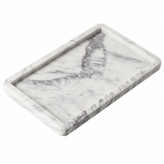 Plateau rectangulaire en marbre 30x20cm Blanc/Gris