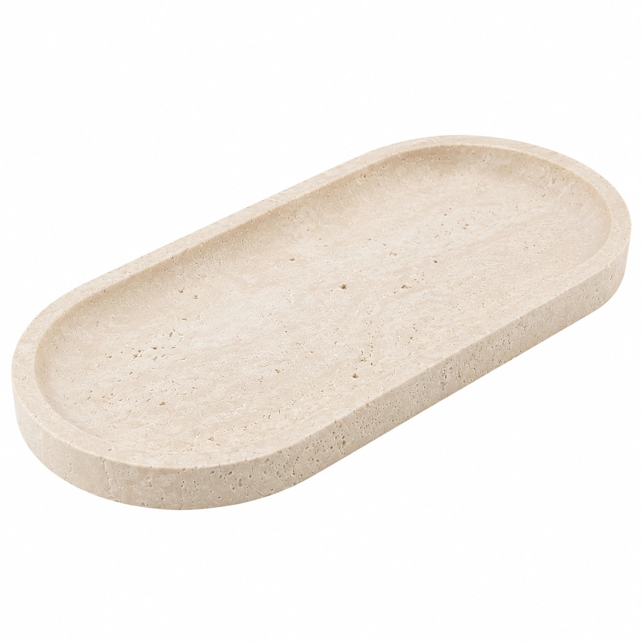 Plateau ovale en pierre beige