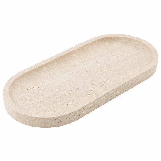 Plateau ovale en pierre beige