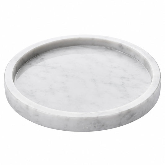 Plateau rond marbre 30 cm blanc