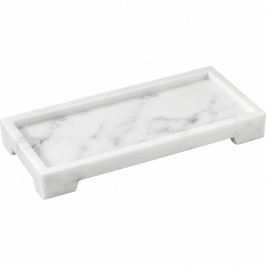 Plateau rectangulaire en marbre blanc 30x15cm