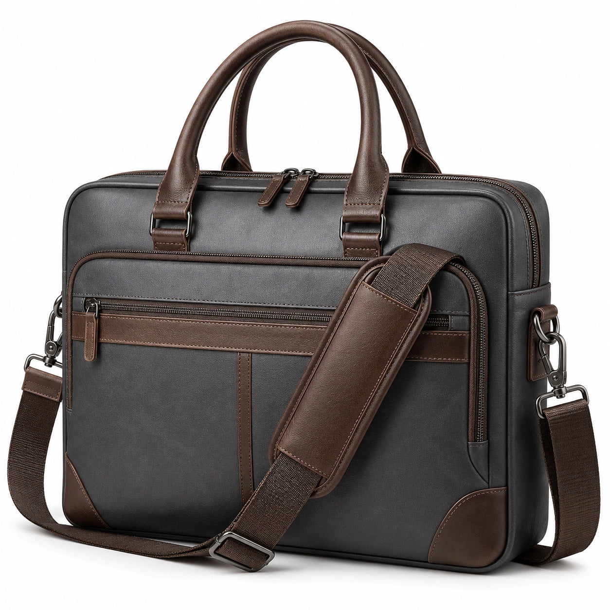 Sacoche pour Ordinateur Portable avec Bandoulière Réglable Noir/Marron