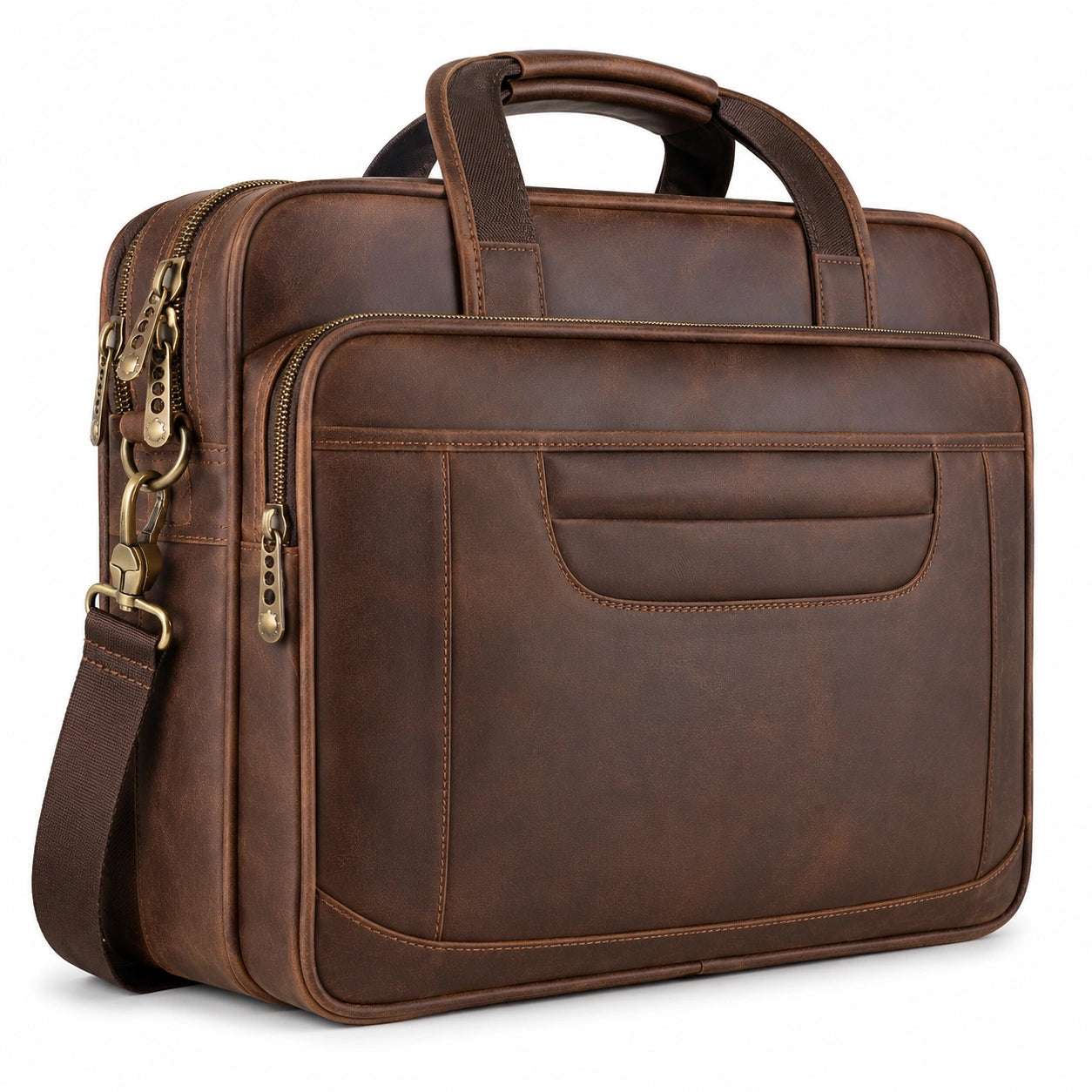 Sacoche Ordinateur Portable 15 pouces avec Bandoulière Marron