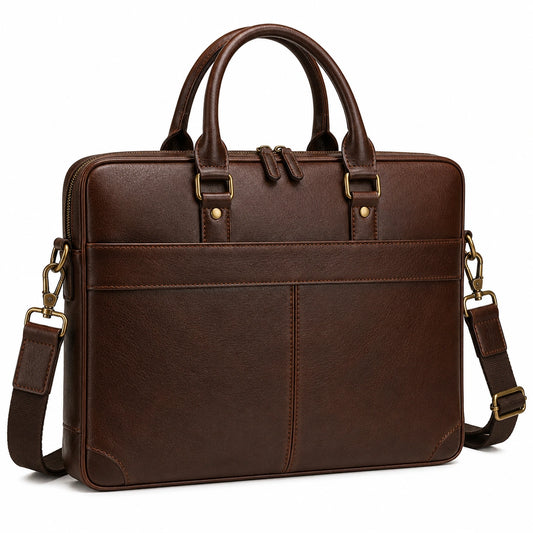 Sacoche en cuir marron pour ordinateur portable 15 pouces