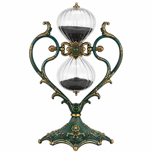 Sablier décoratif vintage en vert et or